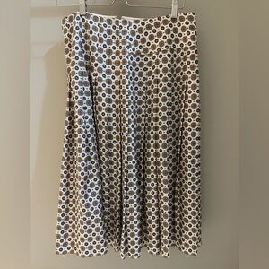 Tory Burch Silk Logo Geometric A-Line pleated Skirt, size 8